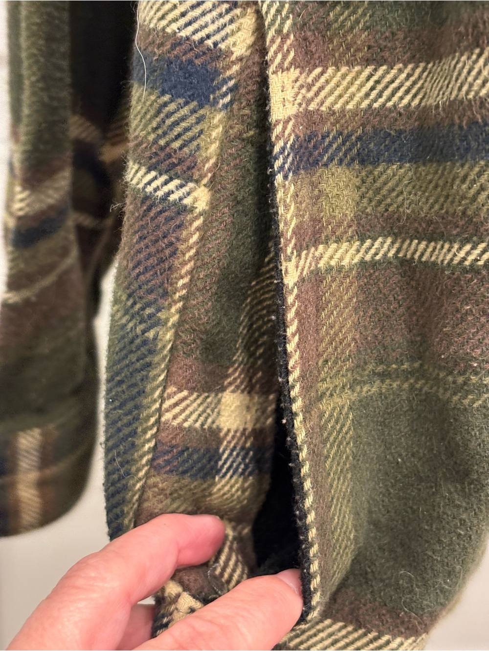 Orvis Olive and Brown Plaid Wool Shirt Jacket - Picture 6 of 7